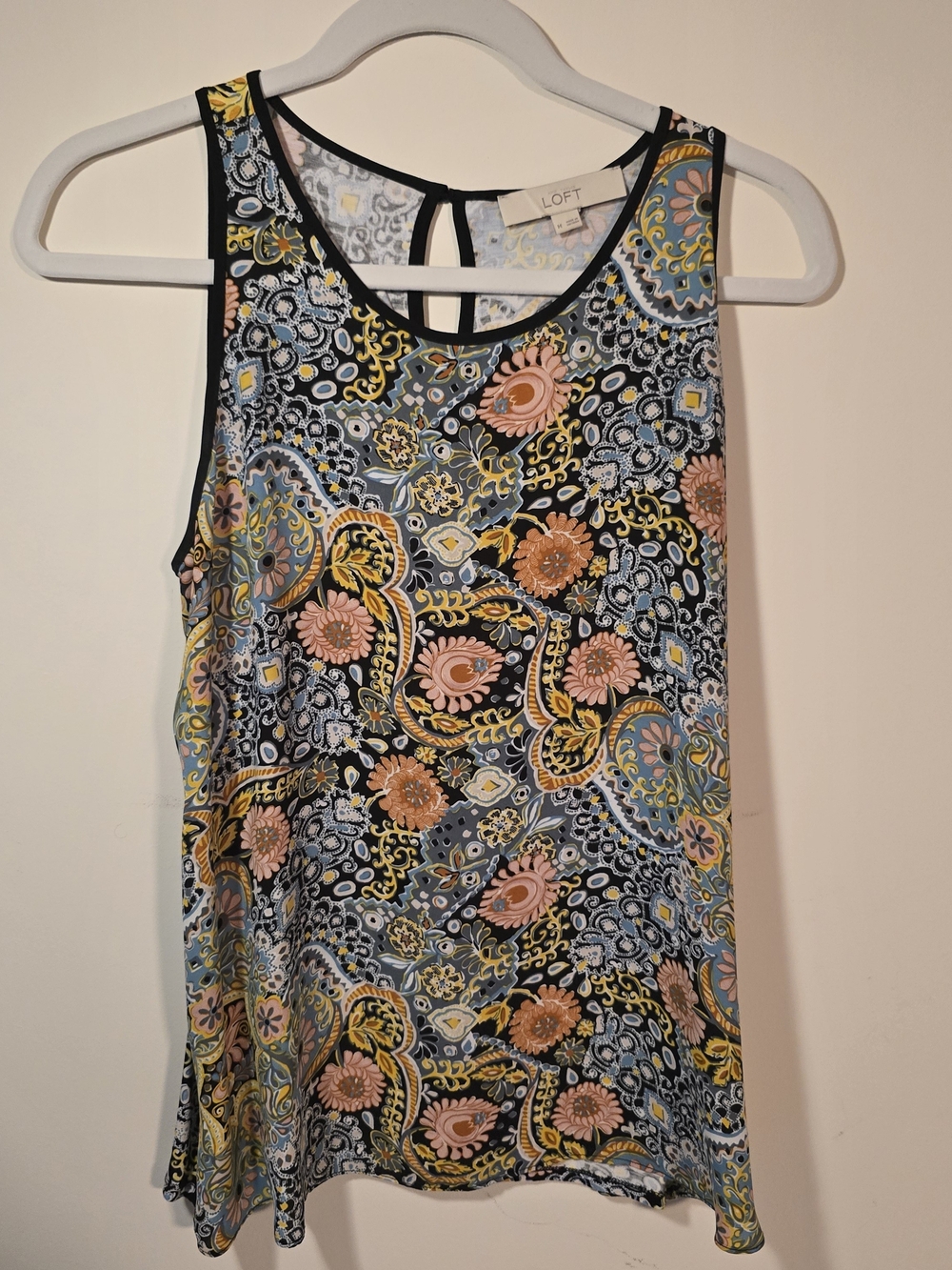 LOFT Floral Paisley Sleeveless Tank Top in Black Multi